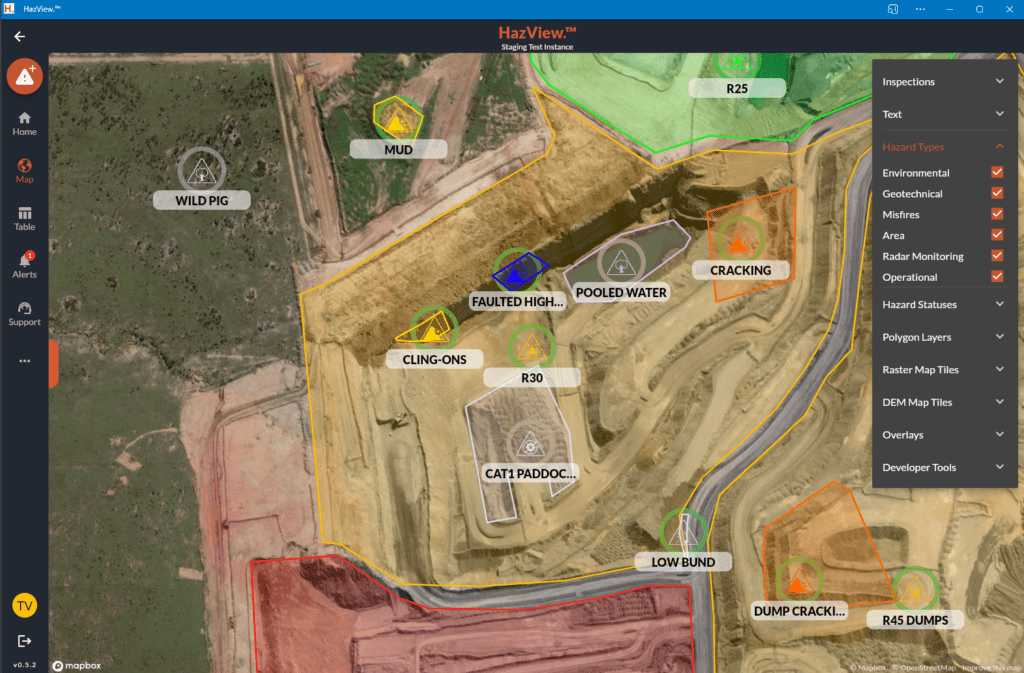 Live interactive hazard map