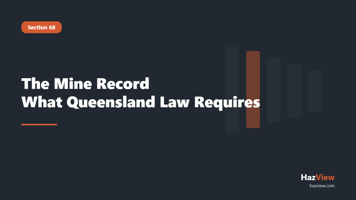 Cover image for a guide to the mine record requirements under section 68 of the Queensland Coal Mining Safety and Health Act