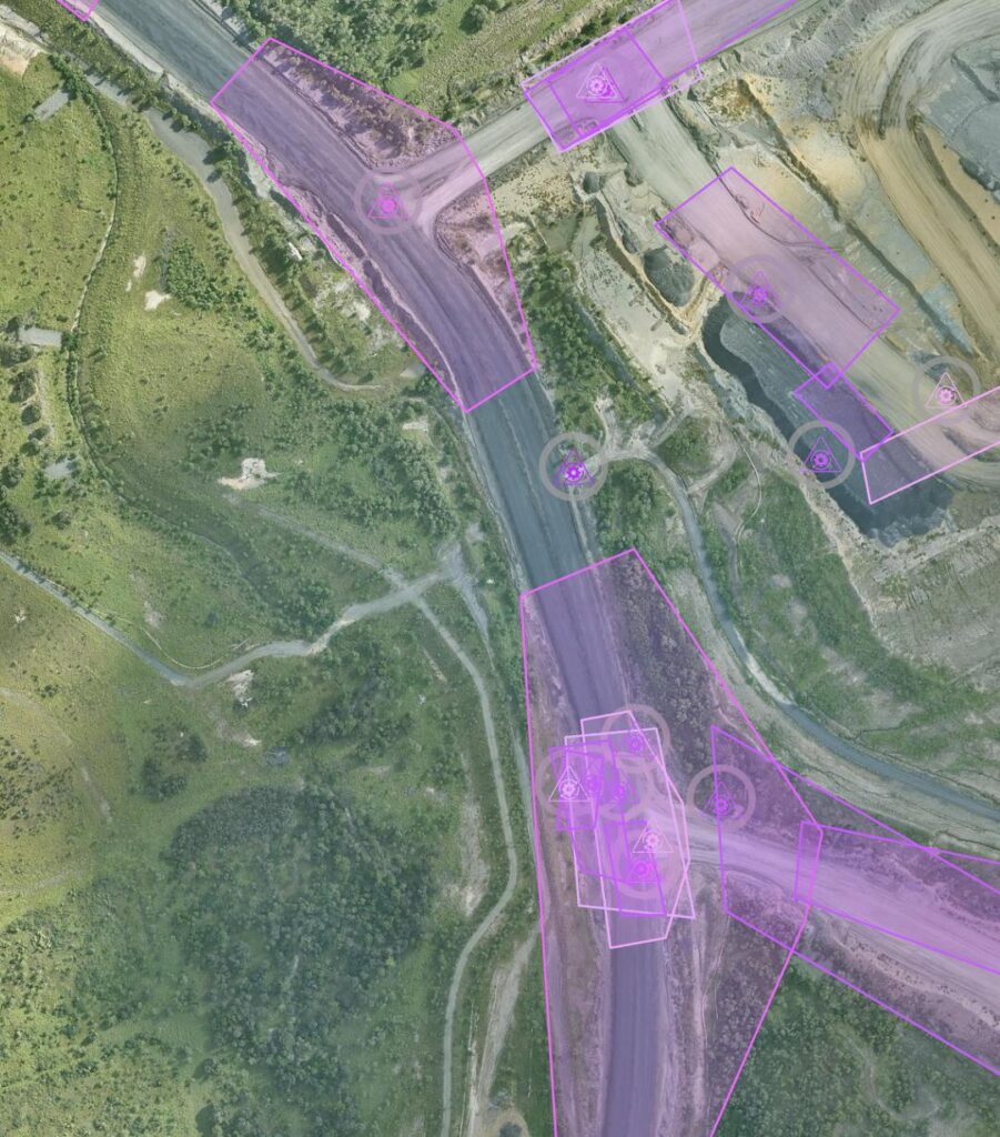 Historical hazard records clustering repeatedly at the same road intersections on a mine site